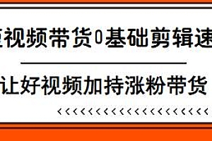短视频带货0基础剪辑速成,让好视频加持涨粉带货
