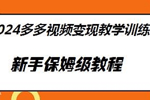 2024多多视频变现教学训练营,适合新手小白,拼多多视频变现