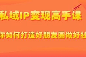 私域IP变现高手课,教你打造好朋友圈做好社群,被动成交