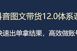 抖音图文带货12.0体系课,高效做账号,快速出单拿结果