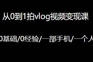 从0到1拍vlog视频变现课,每天5分钟,多赚1W+
