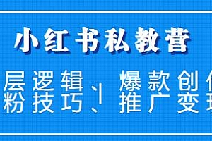 小红书私教营,底层逻辑、内容策划、爆款创作、推广变现等