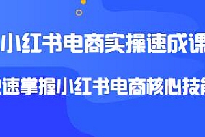 小红书电商实操速成课,快速掌握小红书电商核心技能