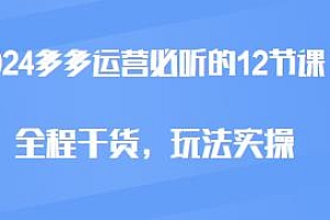 2024拼多多运营必听的12节课,爆款方案尽在掌握