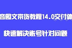 抖音图文带货教程14.0交付体系,快速解决账号针对问题