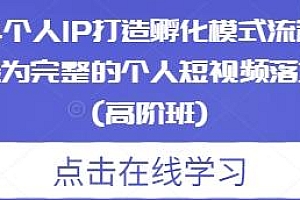 2024个人IP打造孵化模式流程课,个人短视频落地课程