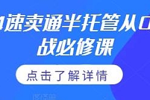 2024速卖通半托管,从0到1实战课