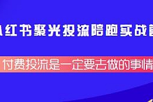 小红书聚光投流陪跑实战营,付费投流是一定要去做的事情
