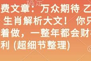 万众期待 乙巳年 生肖解析大文! 你只要照着做,一整年都会财福顺利 (超细节整理) 某付费文章