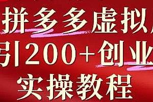 外面卖5980开设拼多多虚拟店铺课程 单日引流200+创业粉