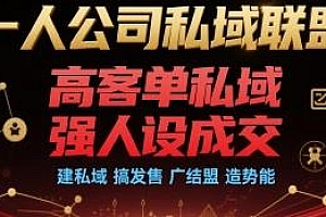 一人公司私域联盟,高客单私域,建私域 搞发售