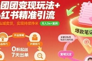 快团团变现玩法+小红书精准引流技巧 实现持续挣米